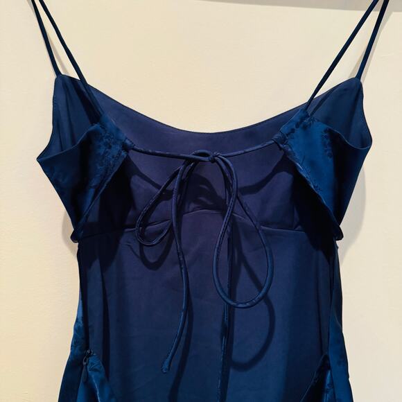 Princess Polly Clemence Navy Satin Open Back Womens Slipdress Mini Dress Size 0 - Picture 9 of 13